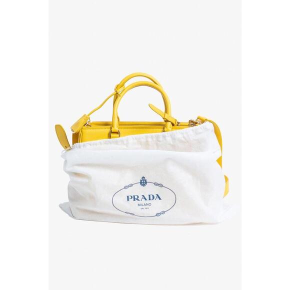 Prada Sunny Yellow Large Galleria Leather Tote Bag w/ Crossbody/Shoulder Strap - Picture 8 of 9